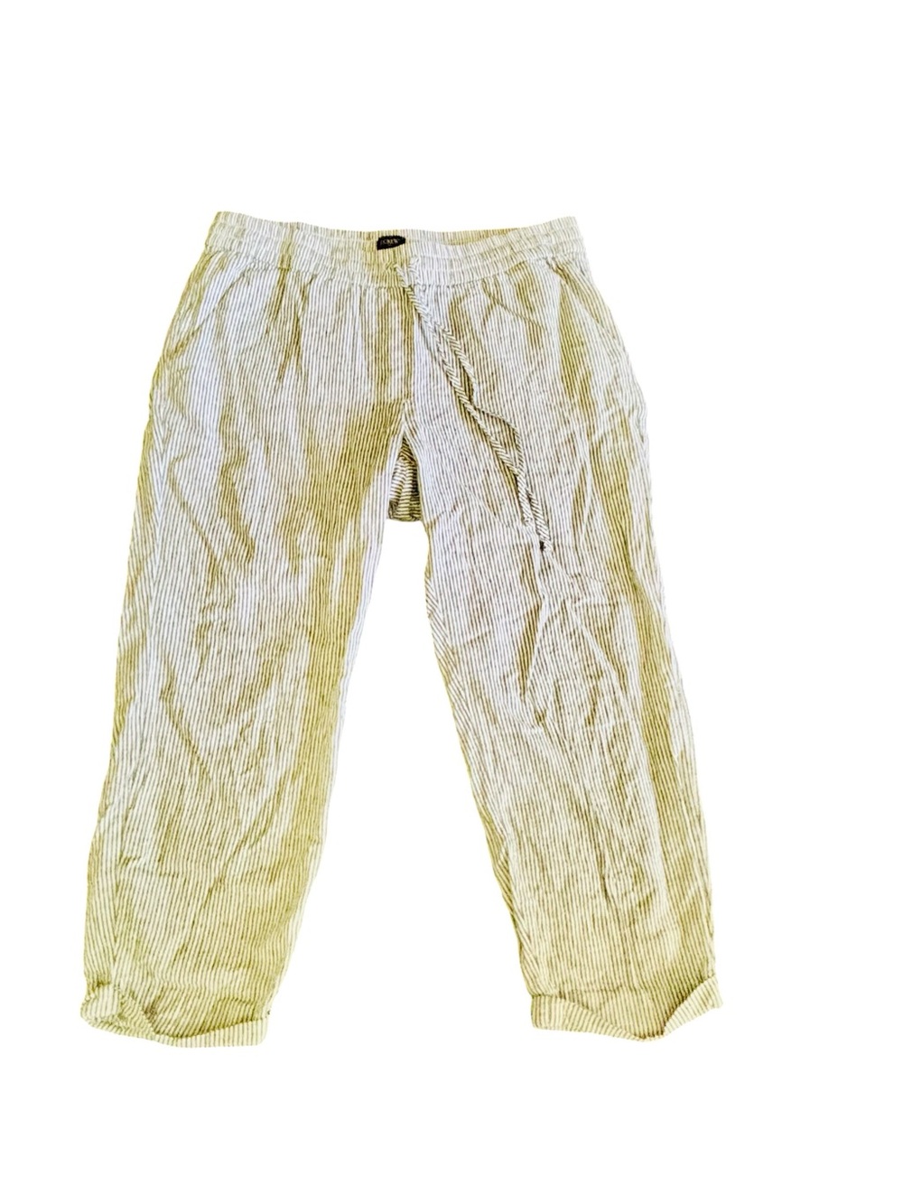 J. Crew Sz 12P Grey Pinstripe Drawstring Ankle Pants